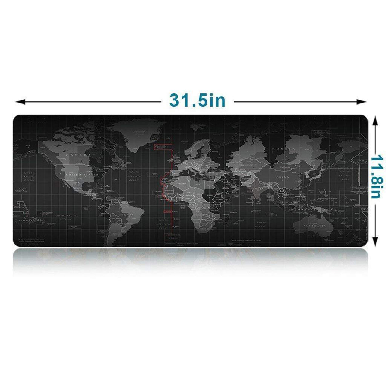 Kriture Gaming Mouse Pad Extended Mouse Map Mat (World Map 31.5"x11.8"inch,3mm),Nonslip Base, Thick, Comfy, Waterproof and Foldable Mat for Desktop, Computer, Laptop, Keyboard, Consoles, Black