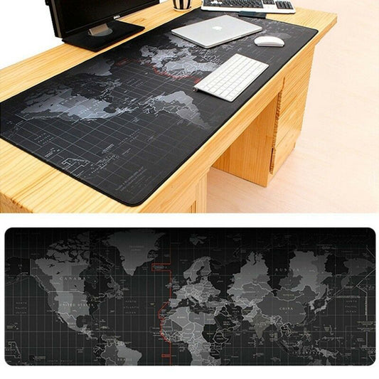 Kriture Gaming Mouse Pad Extended Mouse Map Mat (World Map 31.5"x11.8"inch,3mm),Nonslip Base, Thick, Comfy, Waterproof and Foldable Mat for Desktop, Computer, Laptop, Keyboard, Consoles, Black